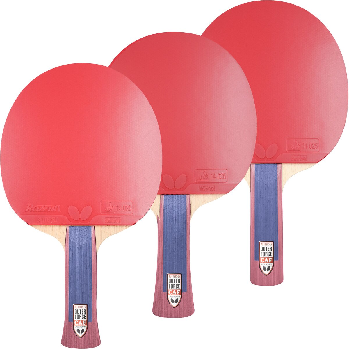 Butterfly Table Tennis - Outerforce CAF Pro-Line with Rozena - Three Handle Styles